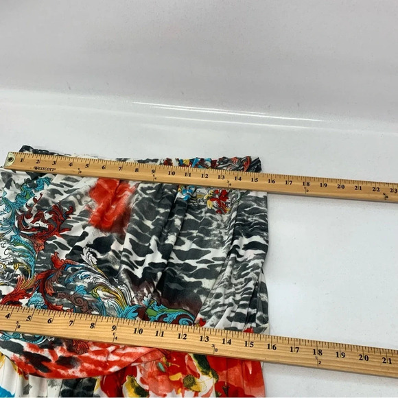 Kiss & Fly Strapless Jumpsuit Large Stretch Knit Colorful Mix Print Cinch Waist - Picture 11 of 12